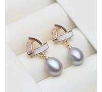 PVUVTNAHW White Pink Purple Black Grey Freshwater Pearl Drop Earrings Cute Dangle Pearl Earrings For Women(Grey)