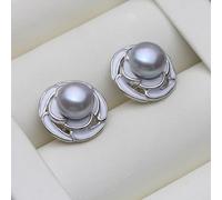 PVUVTNAHW White Pink Purple Black Grey Freshwater Pearl Earrings Cute Sterling Silver Pearl Earrings For Women(Grey)