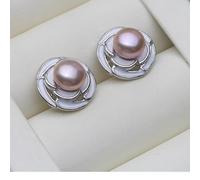 PVUVTNAHW White Pink Purple Black Grey Freshwater Pearl Earrings Cute Sterling Silver Pearl Earrings For Women(Purple)