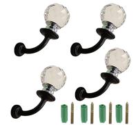 PVYGDXYI Coat Hooks Hardware Crystal Hanger Hook Transparent Zinc Alloy Coat Hook Retro Ball Wall-Mounted Coat Hook Hook for Kitchen Bathroom Bedroom(Black 73mm)