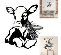 PVYGDXYI Cow Chewing Wheat Ears Metal Wall Decor, Elegant Cow Silhouette Art Metal Wall Decoration, Unique Animal Minimalist Wall Art