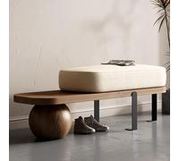 PVYGDXYI Modern Entryway Bench,Wooden Boucle Bench with Abstract Metal Leg,upholstered End of Bed Bench,Shoe Changing Bench for Entryway Livingroom Bedroom(100cm/9.3", Walnut)