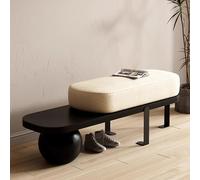 PVYGDXYI Modern Entryway Bench,Wooden Boucle Bench with Abstract Metal Leg,upholstered End of Bed Bench,Shoe Changing Bench for Entryway Livingroom Bedroom(140cm/55.1", Black)