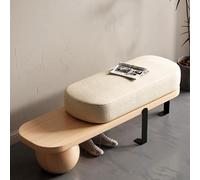 PVYGDXYI Modern Entryway Bench,Wooden Boucle Bench with Abstract Metal Leg,upholstered End of Bed Bench,Shoe Changing Bench for Entryway Livingroom Bedroom(80cm/31.5", Natural)