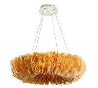 PVYGDXYI Romantic Feather Chandelier Ceiling Light Led Traditional Pendant Light Romantic Decorative Droplight Shade Compatible with Living Room Bedroom Lobby 1(50m,Orange and Spotlights)