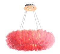 PVYGDXYI Romantic Feather Chandelier Ceiling Light Led Traditional Pendant Light Romantic Decorative Droplight Shade Compatible with Living Room Bedroom Lobby 1(80cm,Pink and Spotlights)