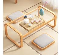 PVYGDXYI Tempered Glass Japanese Coffee Table - Tatami Bamboo Coffee Table Solid Wood Window Tea desk Floor Table| Low desk For Sitting On The Floor|Smooth Edges Small Wooden|Supports 50kg(Natura
