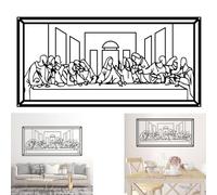 PVYGDXYI The Last Supper Metal Wall Decor, Black Religious Abstract Line Wall Sculpture Art, Christian Home Minimalist Decor