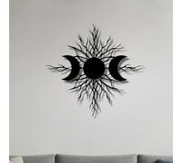 PVYGDXYI Triple Moon Metal Wall Art, Moon Phase Tree & Sun & Branches Design, 15.7x15.1 Inch Gothic Boho Wall Decor, Handmade Crafts for Wicca, Nature Lovers