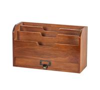 PVYGDXYI Wood Magazine Rack Sleek Floor Standing Book Display Rack for Periodicals - 4 Pockets Total - Desk Organizer for Office Home Classroom Organization(Brown)