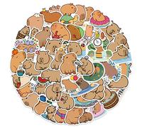 PW TOOLS Capybara Stickers, 50 Waterproof Cartoon Animal Stickers, Cute Capybara Decals for Water Bottles/Laptop/Luggage/Phone/Skateboard Decors
