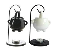 PW TOOLS Cauldron Wax Burners Halloween Decor,Hanging Cauldron Wax Burners Home Decor Halloween Witch Black Oil Burners With Handle Diffuser Ornaments For Living Room Decoration