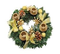 PW TOOLS Christmas Advent Wreath, 12In Christmas Wreath Candlestick, Artificial Candle Rings Wreaths, Ribbon Christmas Wreath Advent Rings Candle Holder Table Centerpiece
