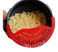 PW TOOLS Clip Strainer for Pots Pan Pasta Strainer, Pot Strainer, Food Drainer for Meat Vegetables Fruit, Silicone Kitchen Colander, Fits for Pots, Pans and Bowls