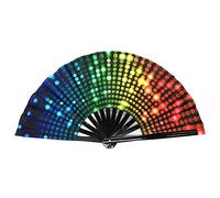 PW TOOLS Folding Hand Fan | Rainbow Folding Hand Fan - Holding Hand Fan, Large Folding Fan with Bright Color, Chinese Kung Fu Folding Fan for Festival Procession