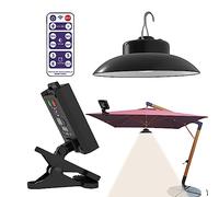 PW TOOLS Solar Parasol Lights Outdoor Waterproof, Solar Parasol Lights with Remote, Solar Powered Clip- LED Umbrella Light, Umbrella Light for Beach Tent Camping Garden