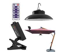 PW TOOLS Solar Parasol Lights Outdoor Waterproof, Solar Parasol Lights with Remote, Solar Powered Clip- LED Umbrella Light, Umbrella Light for Beach Tent Camping Garden