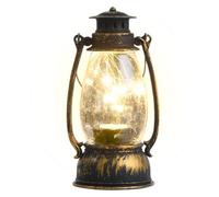 PW TOOLS Vintage LED Lantern | Battery Operated or Wired, Flickering Flame for Table Decor