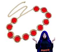 PW TOOLS Women's Raven Cosplay Waist Belt, Teen Titans Costume Props, Red Stone Chain Adjustable Chain Belt, Women's Anime Cosplay Waist Belt for Costumes Props