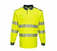 PW3 Hi Vis Polo Shirt Long Sleeved Breathable RIS3279 Portwest T184 Hi Vis Tops