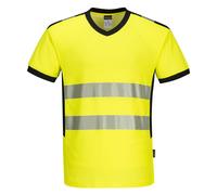 PW3 Hi Vis V Neck Tee Shirt Short Sleeve vee neck Hi Viz RIS3279 Portwest PW310