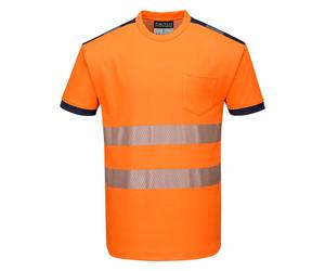 PW3 Vision Segmented Hi Vis Tee Shirt with Pocket RIS 3279 Portwest T181