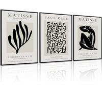 PWAAHDC Matisse Wall Art Set of 3, Framed Black and Beige Neutral Wall Art Prints for Bedroom and Living Room Walls, Pictures for Walls 30x40cm (12"x16")