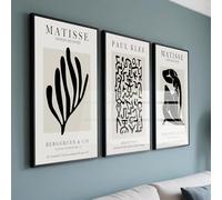PWAAHDC Set of 3 Matisse Wall Art Prints - Beige Neutral Vintage Canvas posters for Stylish Living Room and Bedroom Decor (Unframed, 30 x 40 cm)