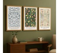 PWAAHDC Set of 3 William Morris Canvas Wall Art Prints - Neutral Vintage Style Posters for Living Room Wall Decor (Unframed, 60 x 90 cm)