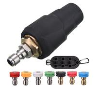 PWACCS Pressure Washer Nozzle Tips Full Set, 3600 PSI Rotating Turbo Nozzle for Power Washer 3.0 GPM, 7 Spray Tips Kit with Holder Multiple Degrees, 1/4" Quick Connect