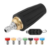 PWACCS Pressure Washer Nozzle Tips Full Set, 3600 PSI Rotating Turbo Nozzle for Power Washer 3.0 GPM, 7 Spray Tips Kit with Holder Multiple Degrees, 1/4" Quick Connect