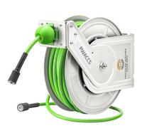 PWACCS Retractable Pressure Washer Hose Reel, 1/4" x 60ft Heavy Duty Power Washer Hose Reel, High Pressure Reel Auto Rewind, Wall/Floor Mounted, 3600 PSI