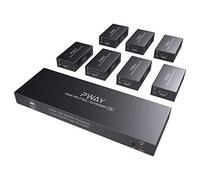 PWAY HDMI Extender Splitter 1x7 1080P@60Hz Over Cat 5E/6/7 Ethernet Cable 50m (164ft) Supports HDMI Loopout EDID Copy POC Function