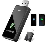 PWAYTEK 2 in 1 Wireless CarPlay Adapter, Android Auto Convert Wired to Wireless Adapter Fast Stable 5Ghz WiFi Bluetooth for iPhone, CarPlay Dongle Plug & Play for iOS 10+/Android 11+