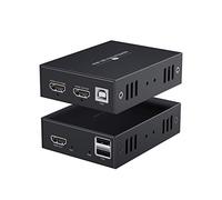 PWAYTEK HDMI KVM Extender 1080p@60Hz, 3D, Over Single Cat5e/Cat6/Cat 7 Cable Full HD 164 Ft(50m),for Mouse and Keyboard Control Remote Signals(Transmitter and Receiver)