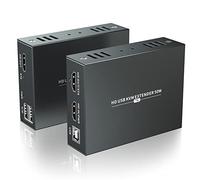 PWAYTEK HDMI KVM USB Extender for Remote Mouse and Keyboard Control of 1080P Signals over 50m (164ft) Cat5 Cat6 Cat5e Cat7 Ethernet Cable