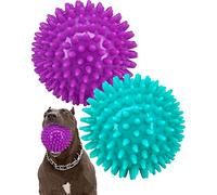 Pweituoet 2 Pack 4.5” Heavy Duty Squeaky Dog Ball for Medium Large Dogs, Spikey Dog Ball Toys for Clean Teeth and Training, Large Dog Toys for Aggressive Chewers…