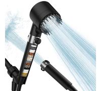 PWERAN Filtered Shower Head with Handheld, High Pressure 3 Spray Mode Showerhead with 18 Stage Water Softener Filters for Hard Water - Remove Chlorine-BLACK