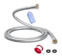 PWERAN Smooth Shower Hose 1.8m, PVC Shower Pipe Hose with Brass Connectors and Washers, Anti-Explosion, Anti-Twist, Leakproof Universal Standard G1/2" for Bath Taps Replacement