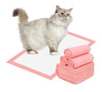 PWEZON Disposable Litter Tray Liners, 50 pcs Super Absorbent Training Pads, 6-Layer Leak-Proof Cat Litter Liners, 45 x 33 cm Cat Litter Box Liners for Cat Breeze Litter System (Pink)