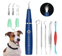 PWEZON Dog Teeth Cleaning Kit, 5-Mode LED Ultrasonic Tooth Cleaner for Dogs & Cats - Plaque & Tartar Remover, 32-40kHz Pet Dental Care with Toothbrush (Blue)