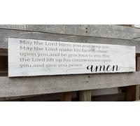 PWFGBZY Farmhouse Christian Wall Art, May The Lord Bless You and Keep You Sign, Rustic Bible Verse Wall Art Decor Scripture Signs Over The Couch Signs Home Bless Quotes (Amen) 6x16 Inch
