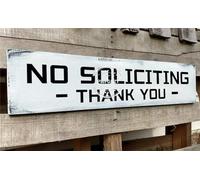 PWFGBZY No Soliciting Sign for House Yard Home Front Door Hanging Wood Sign Farmhouse Country Rustic Wall Art Family Signs Hanging Wall Plaques 6x18 Inch