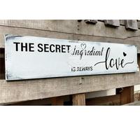 PWFGBZY Vintage Primitive Funny Decor The Secret Ingredient is Always Love Rustic Wood Sign Kitchen Decor Farmhouse Rustic Wooden Sign 4x16 Inch