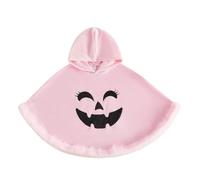 PWGGMAA Hooded Ghost Cape Costume, Halloween Cloak Outfit for Toddler Kids (Pink, 3-4T)