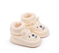 PWGGMAA Knitted Baby Booties with Ears Comfortable Soft Winter Infant Boots | Cute cozy knit ankle booties for winter fall, lightweight soft sole, warm breathable, for daily wear baby shower photo props