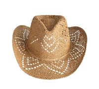 PWGGMAA Summer Adult Western Straw Cowboy Hat with Thin Braided Hat Band (Z8-Khaki, M)