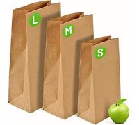 PWgoods Brown Paper Bags - 250 Pack, Large 16.5 x 10 x 5.5 inches, 9.5kg Capacity, 70gsm Kraft Material, Takeaway Lunch Grocery Gifts