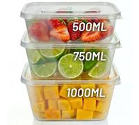 PWgoods Plastic Food Containers with Lids - 1000ml, 10 Pack, Easy Open Corner Tab, Leak Proof, Takeaway Food Meal Prep, Microwave, Freezer, Dishwasher Safe