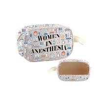 PWHAOO Anesthesiologist Gift Women In Anesthesia Clear Makeup Bag Nurse Anesthetist Travel Toiletry Bag Anesthesia Technician Gift (Women In Anesthesia TM)